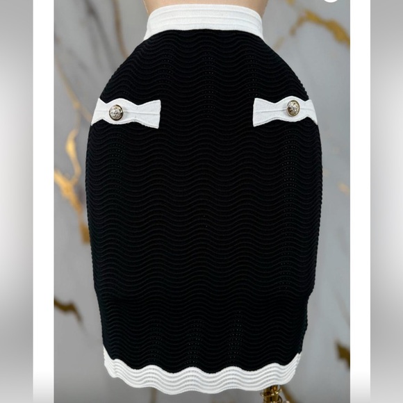 Lizette Collection Dresses & Skirts - Black Knit Dress with White Bow Accents